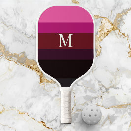 Elegant Plum Fuchsia Color Block Monogrammed ピックルボールラケット