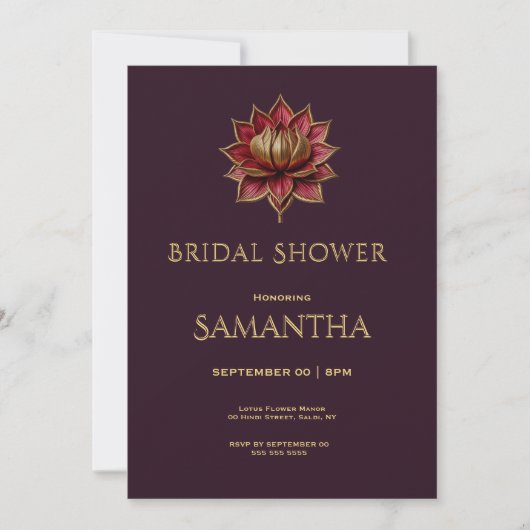 Elegant Plum Gothic Bridal Shower Invite シーズンカード (正面)