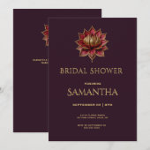 Elegant Plum Gothic Bridal Shower Invite シーズンカード (正面/裏面)