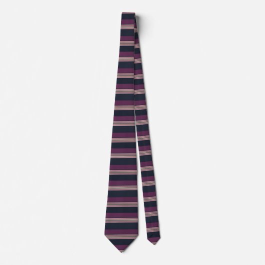 Elegant Plum & Navy Multi-Stripe ネクタイ (正面)