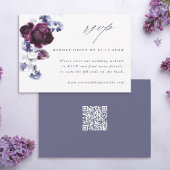 Elegant Plum Purple & Indigo Blue Floral QR Code  出欠カード