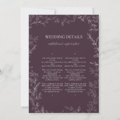Elegant Plum Purple Leaf Monogram Details Wedding 招待状 (裏面)