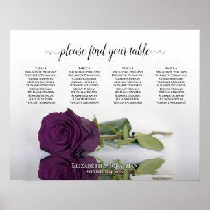 Elegant Plum Purple Rose 4 Table Seating Chart ポスター