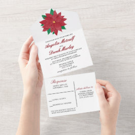 Elegant Poinsettia All-in-One Wedding Invitation オールインワン招待状