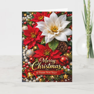 Elegant Poinsettia Christmas Greeting Card カード