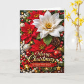 Elegant Poinsettia Christmas Greeting Card カード (黄色い花)