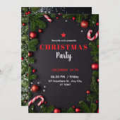 Elegant Poinsettia Christmas Invitation 招待状 (正面/裏面)