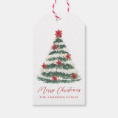 Elegant Poinsettia Christmas Tree Holiday ギフトタグ (正面)
