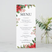 Elegant Poinsettia Christmas Wedding Menu Card メニュー (スタンド正面)