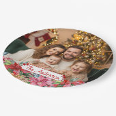 Elegant Poinsettia Floral Border Custom  ペーパープレート (アングル)