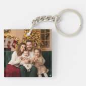 Elegant Poinsettia Floral Border Custom Photo キーホルダー (裏面)