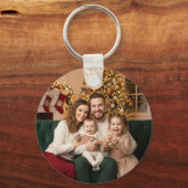 Elegant Poinsettia Floral Border Custom Photo キーホルダー (裏面)