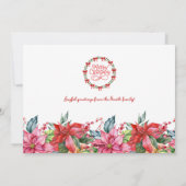Elegant Poinsettia Floral Border Custom Photo  シーズンカード (裏面)