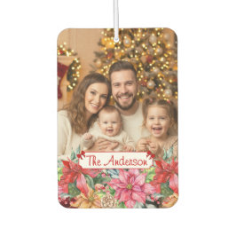 Elegant Poinsettia Floral Border Custom Photos カーエアーフレッシュナー