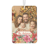 Elegant Poinsettia Floral Border Custom Photos カーエアーフレッシュナー (裏面)