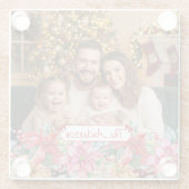 Elegant Poinsettia Floral Border Custom Photos ガラスコースター (裏面)