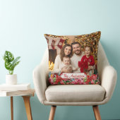 Elegant Poinsettia Floral Border Custom Photos クッション (椅子)