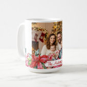 Elegant Poinsettia Floral Border Custom Photos コーヒーマグカップ (正面左)
