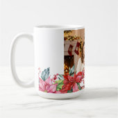 Elegant Poinsettia Floral Border Custom Photos コーヒーマグカップ (左)
