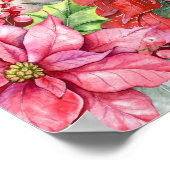 Elegant Poinsettia Floral Border Custom Photos ポスター (角)