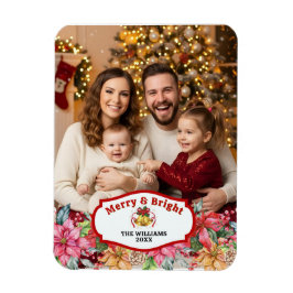 Elegant Poinsettia Floral Custom Photo  マグネット