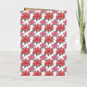 Elegant Poinsettia Floral Custom Photo Folded カード (裏面)