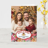 Elegant Poinsettia Floral Custom Photo Folded カード (黄色い花)