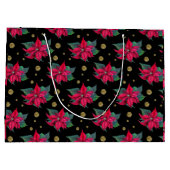 Elegant Poinsettia Floral Pattern ラージペーパーバッグ (裏面)