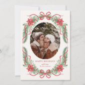 Elegant Poinsettia Holiday Photo Card  シーズンカード (正面)