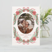 Elegant Poinsettia Holiday Photo Card  シーズンカード (スタンド正面)