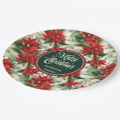 Elegant Poinsettia Wreath Christmas Party Plates  ペーパープレート (アングル)