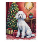 Elegant Poodle Beside Christmas Tree Holiday Dog  ポスター (正面)