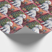 Elegant Poodle Beside Christmas Tree Holiday Dog  ラッピングペーパー (角)