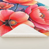 Elegant Poppies: Radiant Nature Art シェルパブランケット (3/4)