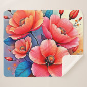 Elegant Poppies: Radiant Nature Art シェルパブランケット (正面(横))