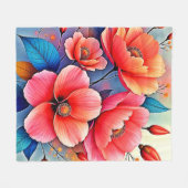 Elegant Poppies: Radiant Nature Art フリースブランケット (正面(横))