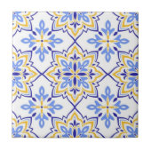 Elegant Portuguese Blue and Gold Mediterranean タイル (正面)