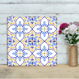 Elegant Portuguese Blue and Gold Mediterranean タイル