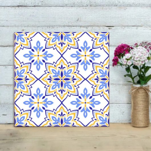 Elegant Portuguese Blue and Gold Mediterranean タイル