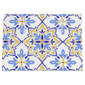 Elegant Portuguese Blue and Gold Mediterranean ラージペーパーバッグ (正面)