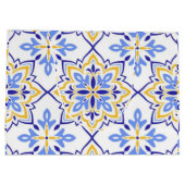 Elegant Portuguese Blue and Gold Mediterranean ラージペーパーバッグ (裏面)