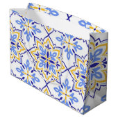 Elegant Portuguese Blue and Gold Mediterranean ラージペーパーバッグ (裏面アングル)