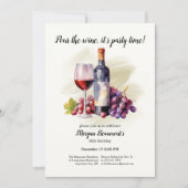 Elegant Pour The Wine Themed 40th Birthday Party 招待状 (正面)