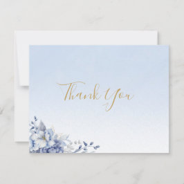 Elegant Powder Blue & Gold Floral Wedding サンキューカード