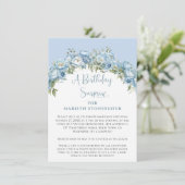 Elegant Powder Blue Peony Floral Birthday Surprise 招待状 (スタンド正面)