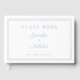 Elegant Powder Blue Script Wedding ゲストブック