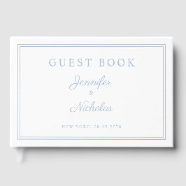 Elegant Powder Blue Script Wedding ゲストブック