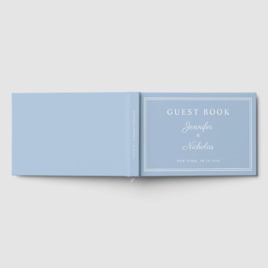 Elegant Powder Blue Script Wedding ゲストブック (全面)