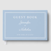 Elegant Powder Blue Script Wedding ゲストブック (正面)