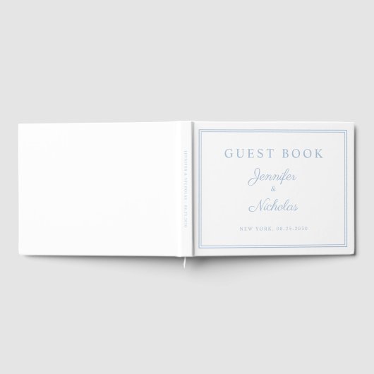 Elegant Powder Blue Script Wedding ゲストブック (全面)